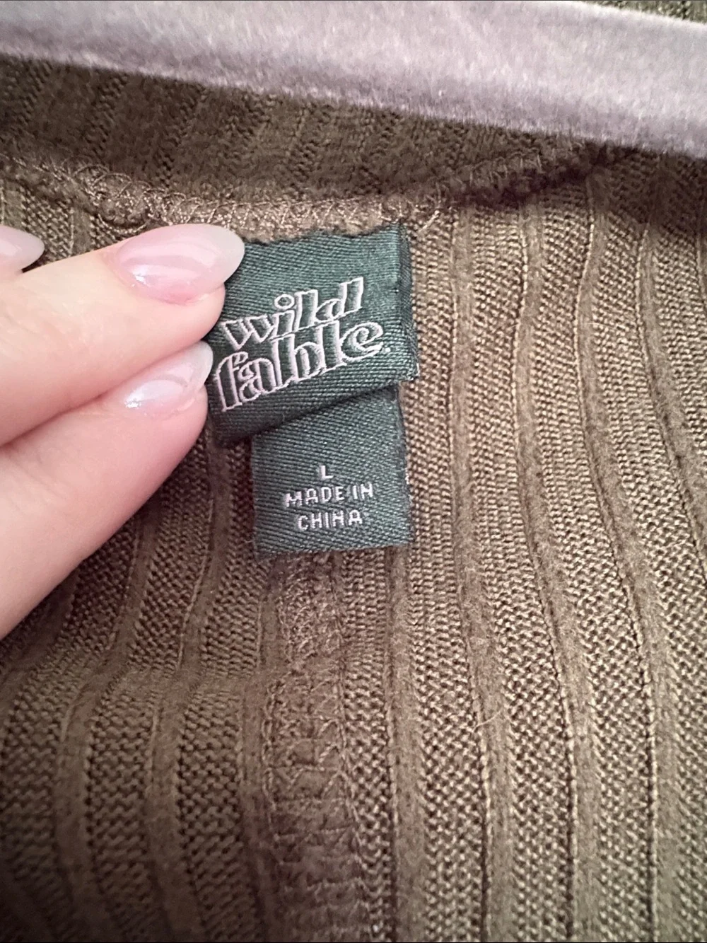 wild fable Olive Ribbed V-Neck Pullover - Picture 2 of 3